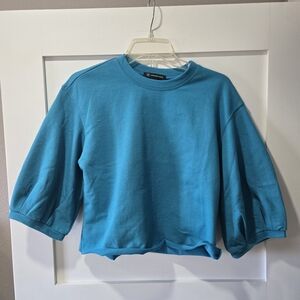 Neon Blue Cropped Sweatshirt